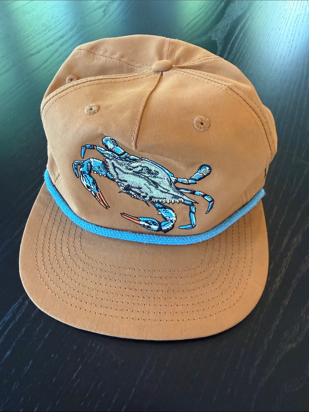 Duck Camp Blue Crab Brown Men's Cap with Blue Crab Embroidery